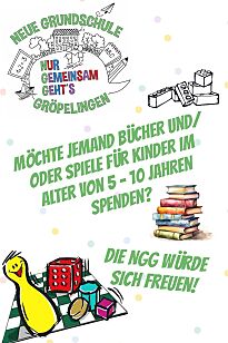 Bitte um Sachspenden.